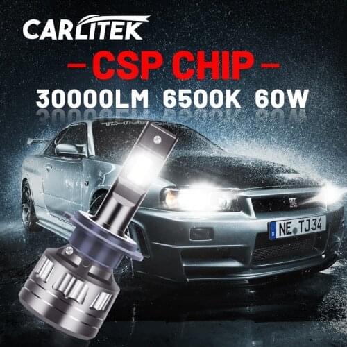 Carlitek H7 Led Car Lamps H8 H9 H11 Fog Light Super H4 Led Motorcycle 12V 9005 Hb3 Ice 30000Lm 6500K 60W Turbo 9006 Hb4 Bulb Csp