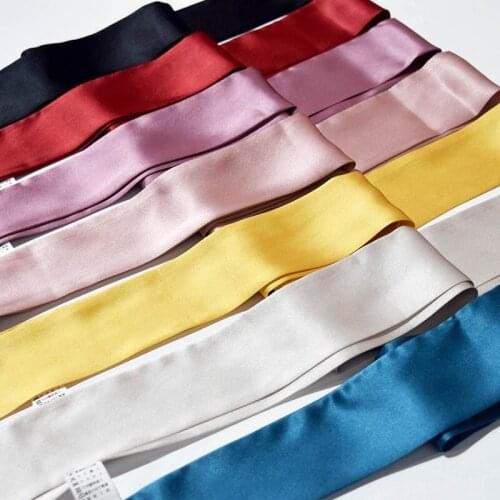 Solid Color 100% Ring Silk Scarf Ribbon Narron Long Silk Neckerchief Necktie Wraps Women Fashion Head Hair Bag Scarves 150*6cm