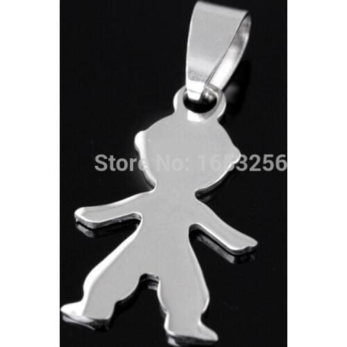 Choose Size 16*21mm/ 25*39mm Lot 5pcs Lovely Jewelry Boy Charms Pendant stainless steel Without Chain For Gifts