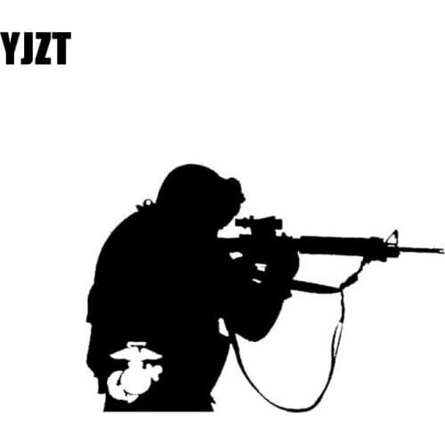 YJZT 14.9CM*10.4CM USMC Warrior Car Sticker Vinyl Decal Black/Silver C3-0070