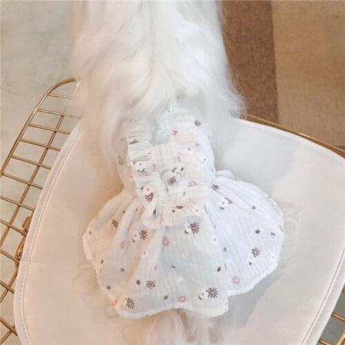 Summer fresh cotton thin skirt, pet dog clothes, spring and summer Bichon Teddy dog Pomeranian clothing