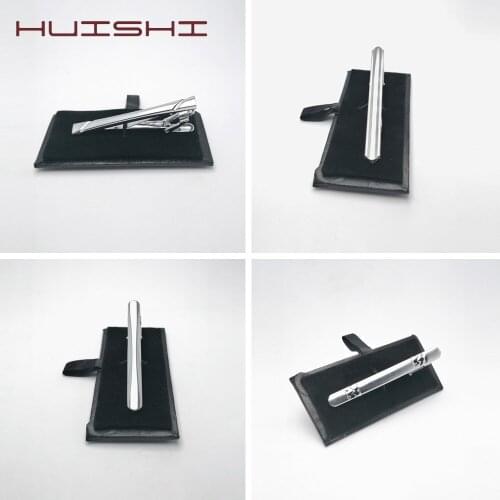 HUISHI Fashion Tie Pin Clasp Bar Tie Clips For Men Silver Color Male Metal Copper Business Necktie Clip Mens Tie Clips