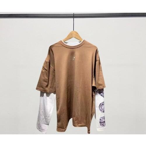 2021 AC New Autumn Casual Ladies T-shirt Print High Quality Women Tee Round Neck Loose Fashion Elegant Fake Two Female Tops T294