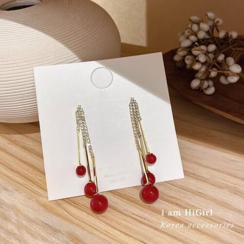 Zeojrlly Trendy Water Drop Women Dangle Earrings Korean Fashion Simple Color Pearl Tassel Earrings Long jewelry