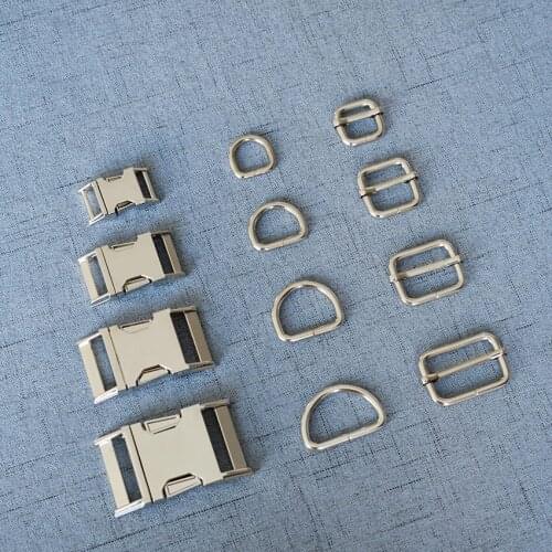 10 Sets 15mm/20mm/25mm/32mm Silver Metal D Ring Adjustable Release Buckle Webbing Tactical Belt Safety Clips DIY Luggage