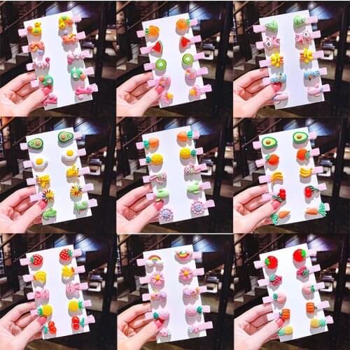 10pc Girls Cute Cartoon Animal Fruit Colorfur Hairpins Children Sweet Hair Clip Barrettes Headband Kids Fashion Hair Accessories