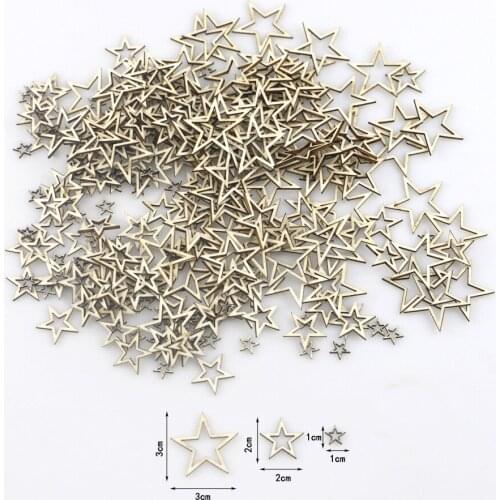 100pcs Unfinished Wooden Stars Ornaments Assorted Size Cutouts Blanks Wood Pieces Star for Christmas Wedding Party DIY Crafts