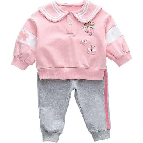 Spring Autumn Baby Clothes Suit New Girls Cartoon Print Pattern T Shirt Pants 2Pcs/sets Toddler Fashion Clothing Kids Tracksuits