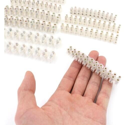 2pcs Screw Terminal Barrier Connector Electrical Wire Connection 12Position Barrier Terminal Strip Block