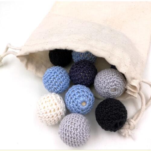 20pcs crochet beads shade grey Chunky wooden round beads,hand knitted ball wooden beads pattern WC014