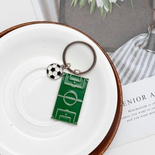 2021 Trend Football Field Keychain Keyring Men Gifts Metal Mini Football Court Pendants for Sports Fitness Fan