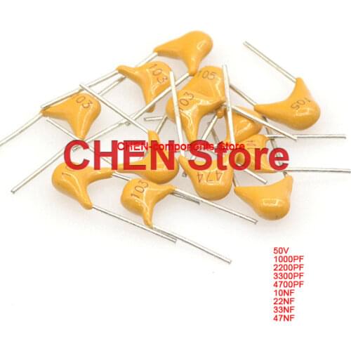 50pcs Monolithic Capacitor 102 222 332 472 103 223 333 473 1000PF 2200PF 3300PF 10NF 22NF 47NF 50V multilayer ceramic Capacitor