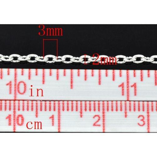 8Seasons Fashion Iron Based Alloy Textured Link Cable Chain Findings Silver Plated DIY Making Jewelry 3x2mm(1/8"x1/8"), 10 M