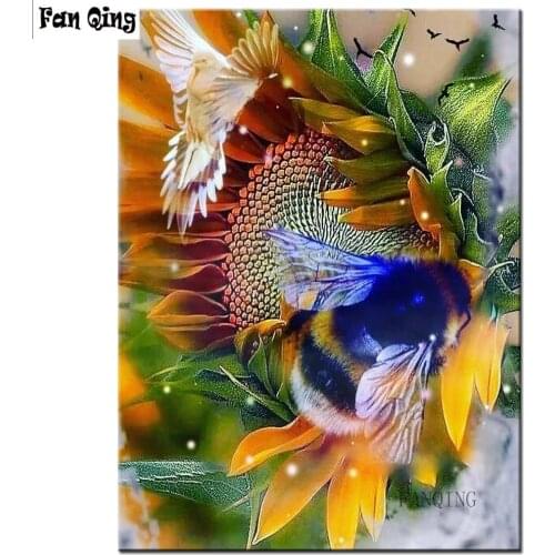 Sunflower bee Diamond Painting Full Square drill,DIY 5D Diamond Embroidery Needlework Kits 3D Cross Stitch Kits New Arrival