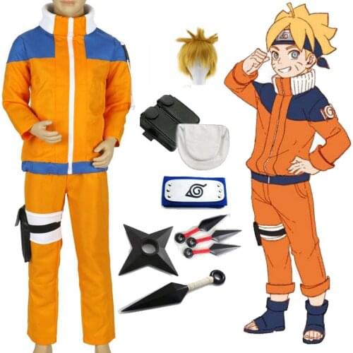 Anime Ninja children Cosplay Costumes juvenile Uzumaki Haruto kids Uniform Outfit Weapon Props Halloween Costume Free Shipping