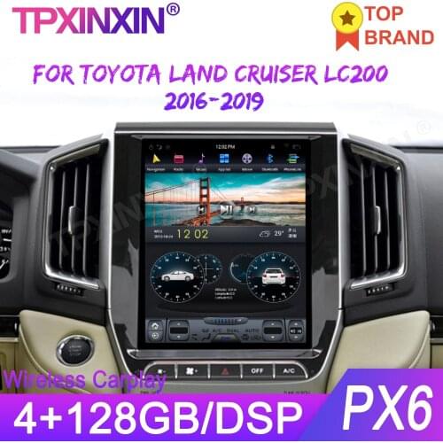 Tesla Style Android 9.0 PX6 Car GPS Navigation ForTOYOTA LAND CRUISER LC200 2016-2018 Stereo Headunit Multimedia Player Carplay