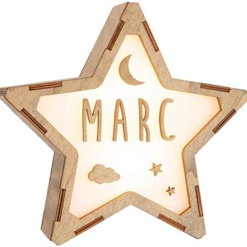 Name/Words Customized Star Light Decoration LED Acrylic Wooden Night Light Atmosphere Beside Lamp Personalized Christmas Gift