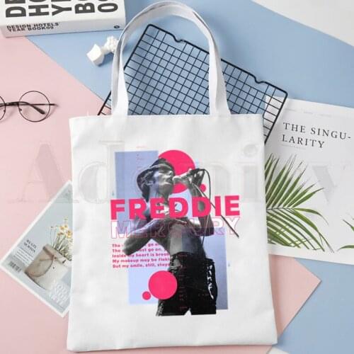 Freddie Mercury The Queen Band Rock Music Vintage Handbags Shoulder Bags Casual Shopping Girls Handbag Women Elegant Canvas Bag