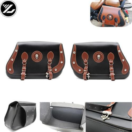 Motorcycle Saddle Bag Pu Leather Motorcycle Side Tool Tail Bag Luggage Bag for Harley Sportster 883 1200, Iron 883, Dyna, Street