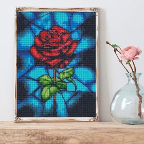 Red Rose Diamond Mosaic Wall Painting DIY 5D Diamond Painting Red Rose Embroidery Rhinestones Flower Art