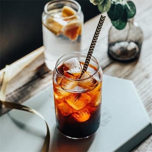 Creative Glass Cup Can Shape Tea Juice Milk Coffee Mug Wine Glass Drink Cup High Borosilicate Glass Durable Drinkware 350/550ml