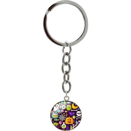 2021 Halloween Metal Keyrings Ghost Pumpkin Bat Pictures Charm Key Holders Classic Car Chain Jewelrys For Men Women