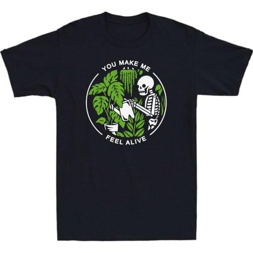 You Make Me Feel Alive Skeleton Skull Funny Vintage Mens T Shirt Black Navy Tee