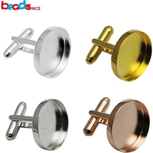 Beadsnice solid silver 925 cufflink findings mens jewelry cufflink parts with 20mm round bezel setting wedding gifts ID33624