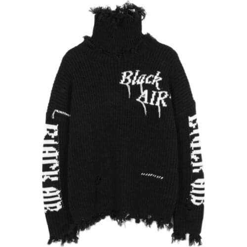 Mens Hip Hop Streetwear Harajuku Sweater Vintage Japanese Style Fashion Turtle Neck Knitted Sweater 2021 Winter Cotton Pullovers