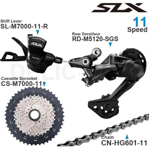 Shimano 11v Groupset with SLX M7000 Shifter Cassette Sprocket and DEORE M5120 Rear Derailleur 11-speed HG601 Chain for MTB bike