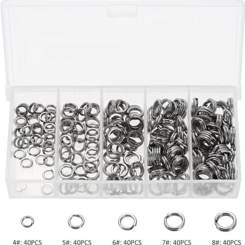 200 Pcs Fishing Accessories Fishing Split Rings Set Stainless Steel Connection Ring Hook Lure Connectors Double Loops Crankbait