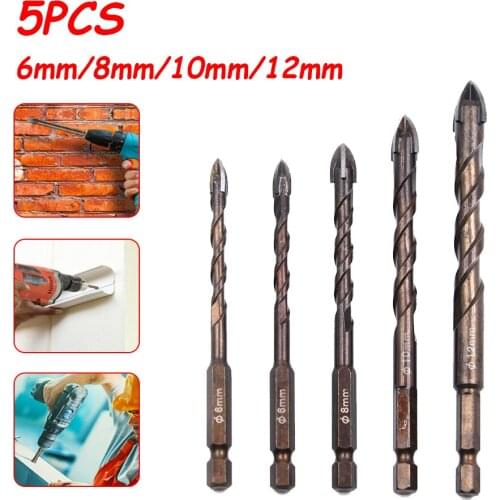 6/8/10 / 12mm Cross Hex Tile Drill Set For Ceramic Glass Concrete Hole Opene 1/4 " Ralloy Triangle Drill Bit Tools