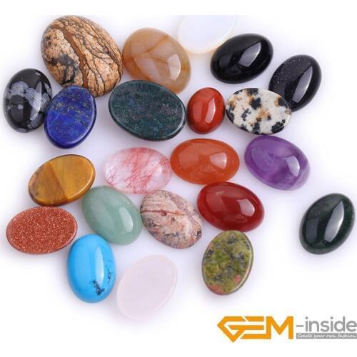 Natural Stone Cabochon Beads 4 6 8 10 12 mm Oval Lapis Lazuli Agates Tiger Eyes Carnelian Beads For DIY Jewelry Findings 5pcs