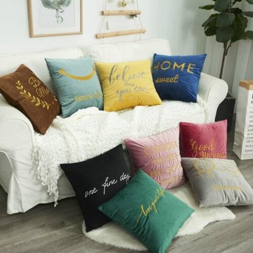 Embroidered Velvet Cushion Cover Soft Comfortable Pillowcase for Sofa Couch Bedroom Luxury Home Decoration Accessories 45x45cm