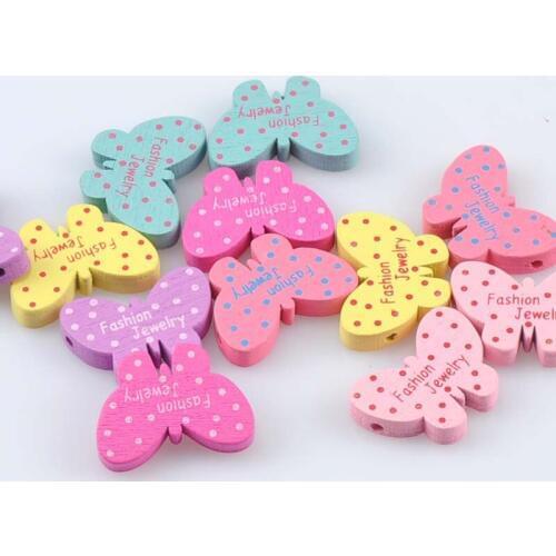 2017 New Mixed Butterfly Pattern Butterfly Wooden Spacer Beads For Jewelry making DIY 25x18mm 50pcs MT1459