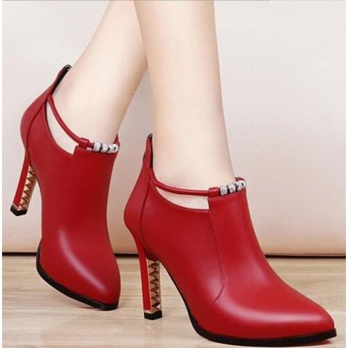 2021 New Fish Mouth Short Boots Fashion Super High Heel Stiletto Boots Plus Size Female Sexy Black Pumps High Heels Sandals