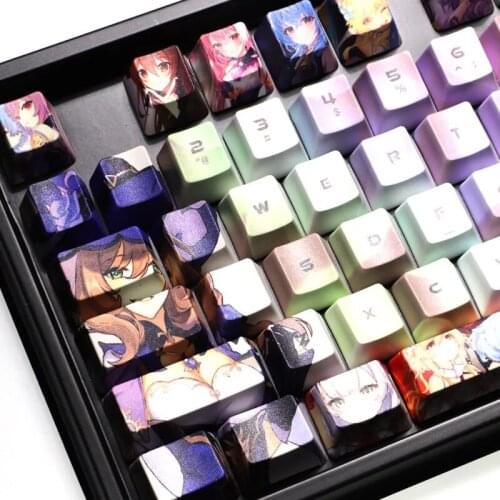 108-keys Original God Carved Sunny Ganyu Barbara Anime Two-Dimensional Otaku Wife Customized PBT Five-sided Sublimation Keycap