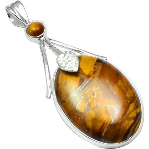 Nature Tiger Eye Pendant 925 Sterling Silver, 53 mm, MHBAP5692