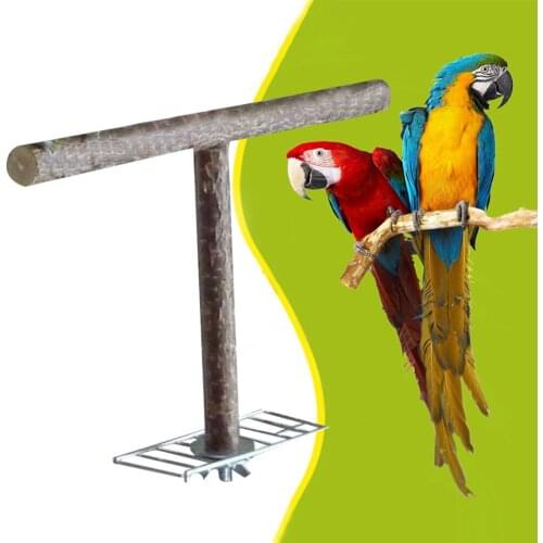 Portable Wooden Pet Parrot Training Perch Stand Platform Birds Paw Grinding Swing Chewing Toys for Bird Cage Nest