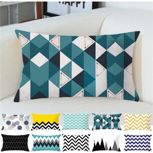 Simple Geometric Pillow Case Sofa Seat Living Room Rectangle Soft Cushion Cover Waist Throw Cushion Cover Home Decoration