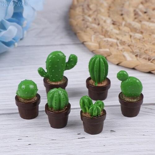 5pc/set Lifelike Mini Artificial Fleshy Cactus Plant Micro Landscape Decorative Miniature Figurines DIY Potted Garden Home Decor