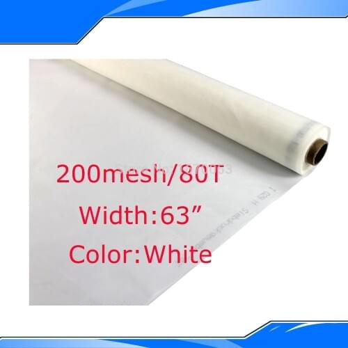 Free Shipping 5 Meters (5 Yards) White 80T 200Mesh Width:165cm(63") Monofilament Silk Screen Printing Mesh PW