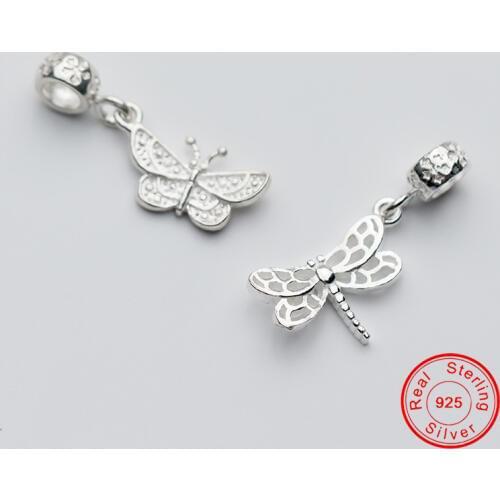 UQBing Top Quality 100% 925 Sterling Silver Butterfly Dragonfly Charms For Bracelet Necklaces Women Animal Jewelry Findings
