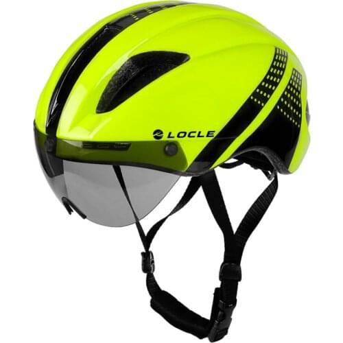 LOCLE Aero Helmet TT Time Trial Cycling Helmet for Men Women Goggles Race Road Bike Bicycle Helmet with Lenses Casco Ciclismo
