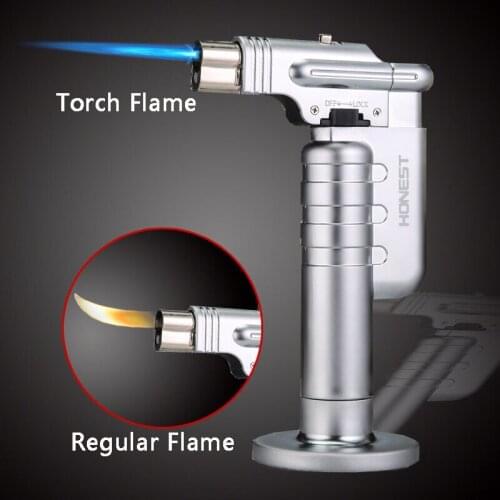 Table Blow Kitchen Torch Lighter Refillable Windproof Straight Flame Jet Gun Lighters With Fire Lock for Outdoor Cooking BBQ