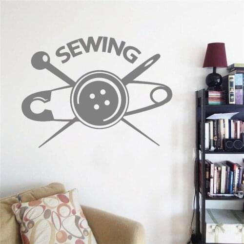Sewing Tailor Atelier Button Stickers Vinyl Wall Decal Designer Clothing Mural Sewing Shop Sticker Decal CX264