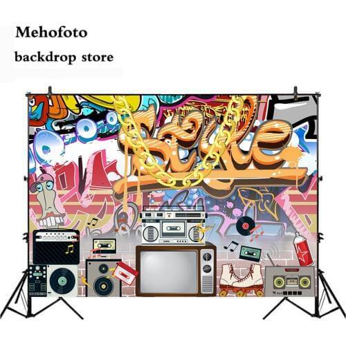 Mehofoto Graffiti Wall Photography Backdrops Vintage Gold Chain Photo Background Studio Birthday Theme Party Vinyl Cloth 836