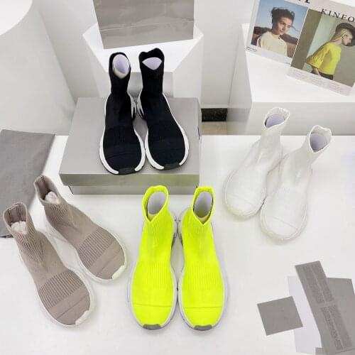 2021 New Summer Sock Boots Ankle Boots For Woman Round Toe Women Boots Fashion Women Shoes Knitting Shoes Woman Slip-On Boots