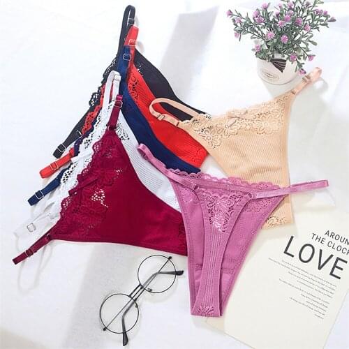 New Women Sexy Lace Bowknot Panties Adjustable Breathable G-String Thongs Females Hollow Out Low-Waist 7 Colors Underwear