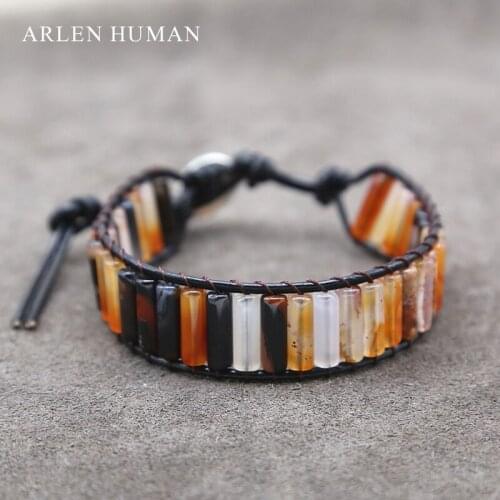 Fashion Cylinder Beads Bracelet for Women Boho Natural Stone Beads Adjustable Bracelets Jewelry